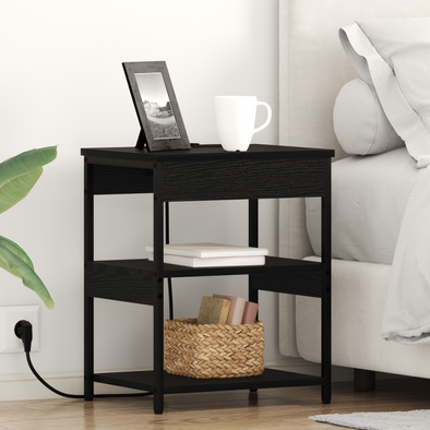 Bedside Cabinet Black oak 41 x 31 x 51 cm Engineered wood