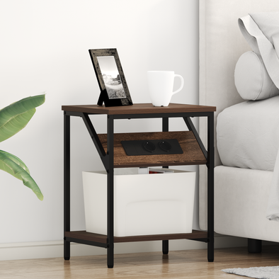 Bedside Cabinet Brown oak Engineered wood