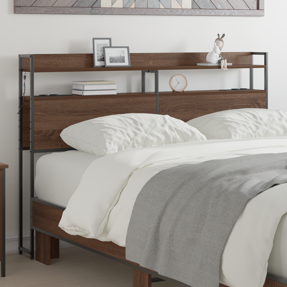 Storage Headboard Brown oak 160 cm Engineered wood
