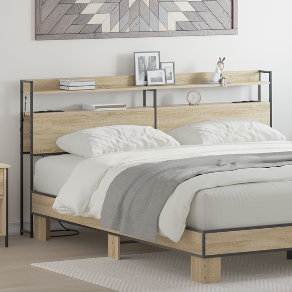 Storage Headboard Sonoma oak 200 cm Engineered wood