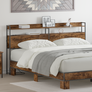 Storage Headboard Smoked oak 200 cm Engineered wood