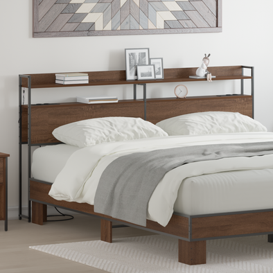 Storage Headboard Brown oak 200 cm Engineered wood