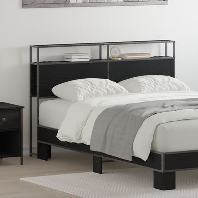 Storage Headboard Black oak 120 cm Engineered wood