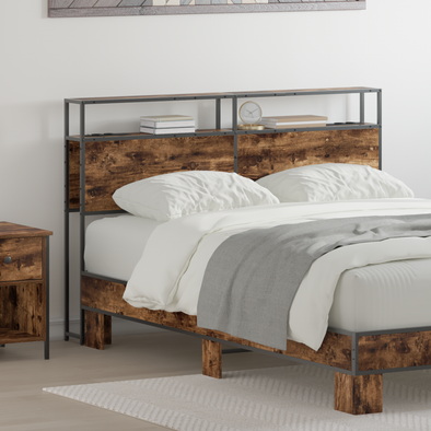 Storage Headboard Smoked oak 120 cm Engineered wood