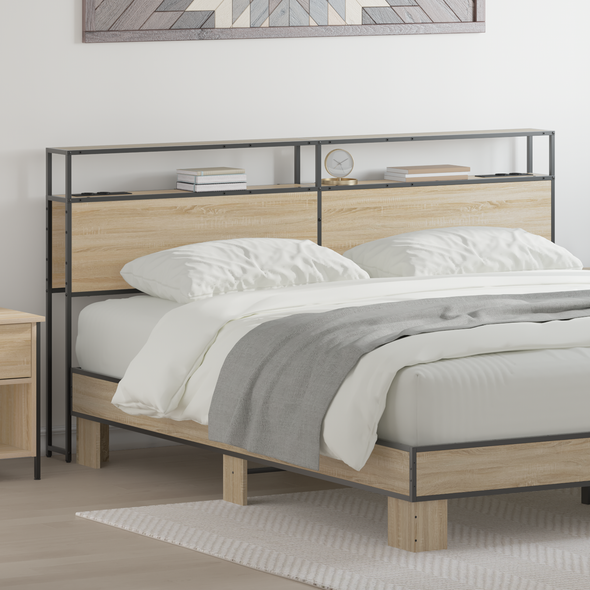 Storage Headboard Sonoma oak 200 cm Engineered wood