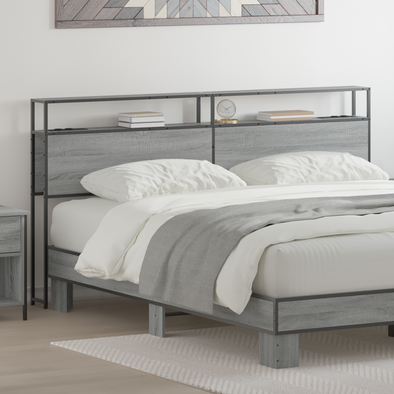 Storage Headboard Grey sonoma 200 cm Engineered wood