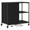 Office Cabinet with Wheel Black oak Engineered wood