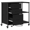Office Cabinet with Wheel Black oak Engineered wood