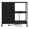Office Cabinet with Wheel Black oak Engineered wood