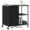 Office Cabinet with Wheel Black oak Engineered wood