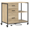 Office Cabinet with Wheel Sonoma oak Engineered wood