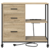 Office Cabinet with Wheel Sonoma oak Engineered wood