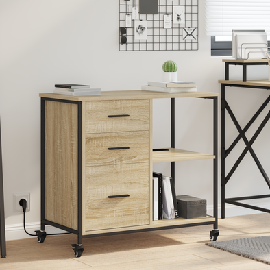 Office Cabinet with Wheel Sonoma oak Engineered wood
