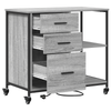 Office Cabinet with Wheel Grey sonoma Engineered wood