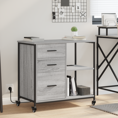 Office Cabinet with Wheel Grey sonoma Engineered wood