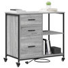 Office Cabinet with Wheel Grey sonoma Engineered wood