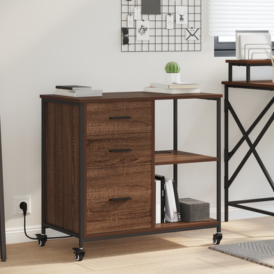Office Cabinet with Wheel Brown oak Engineered wood
