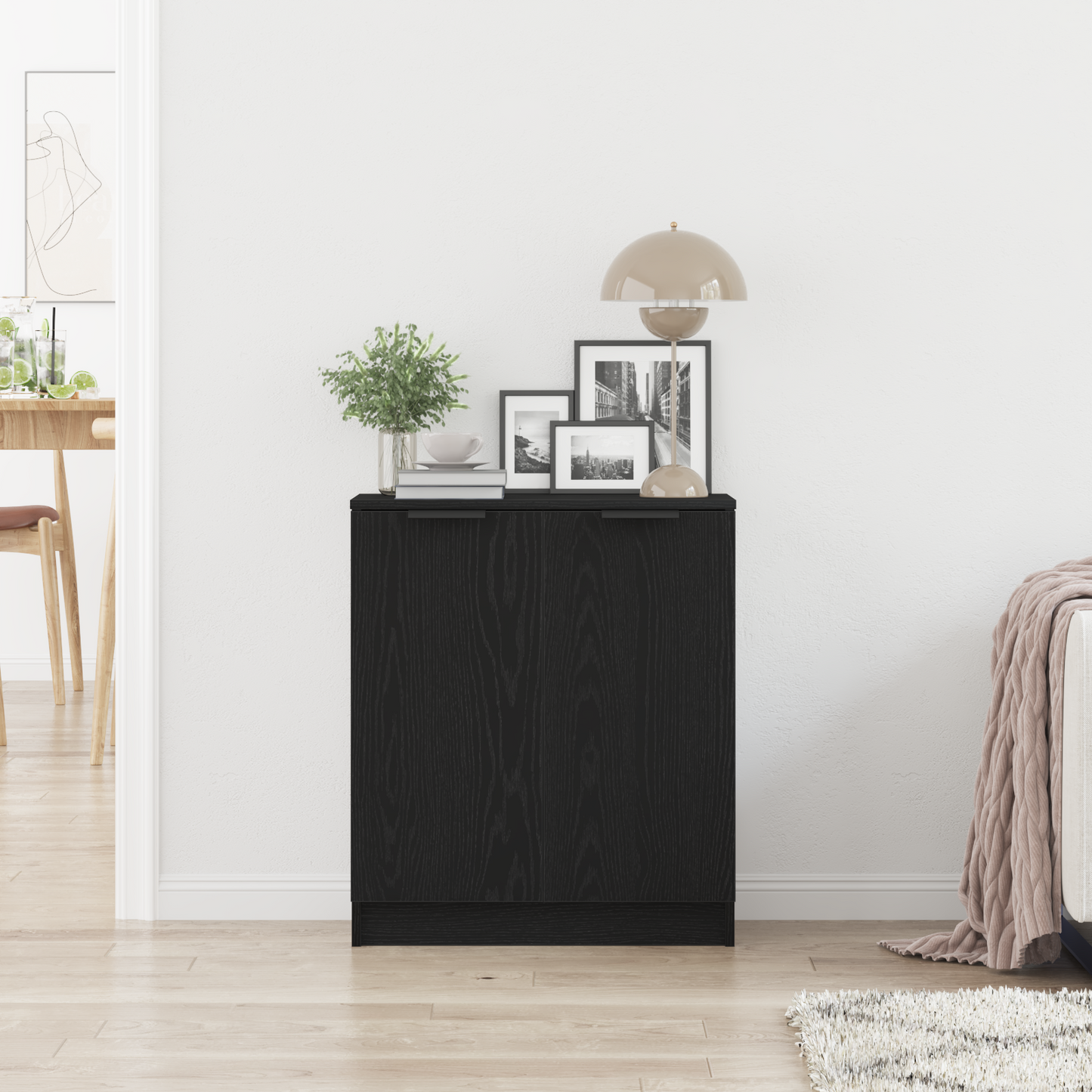 Sideboard Black Oak 60 x 30 x 70 cm Engineered Wood