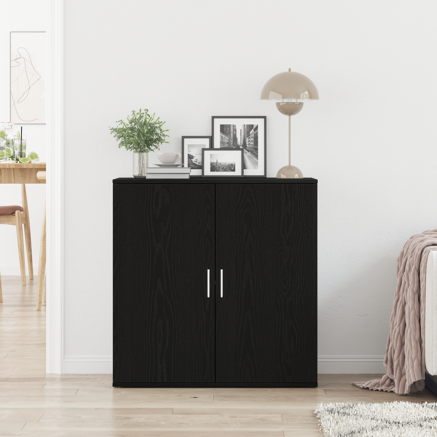 Sideboard Black Oak 79 x 38 x 80 cm Engineered Wood