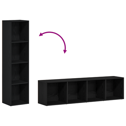 Book Cabinet Black Oak 36 x 30 x 143 cm Engineered Wood
