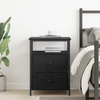 Bedside Cabinet Black Oak 44x45x60 cm Engineered Wood and Steel