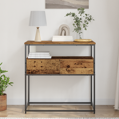 Console Table with Drawer with Shelf Old Wood 75 x 40 x 75 cm