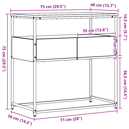 Console Table with Drawer with Shelf Old Wood 75 x 40 x 75 cm