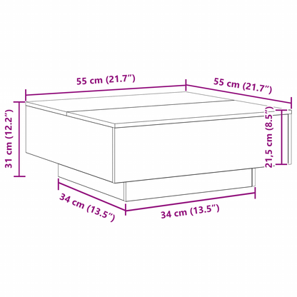 Coffee Table Artisan oak 80 x 80 x 31 cm Engineered wood