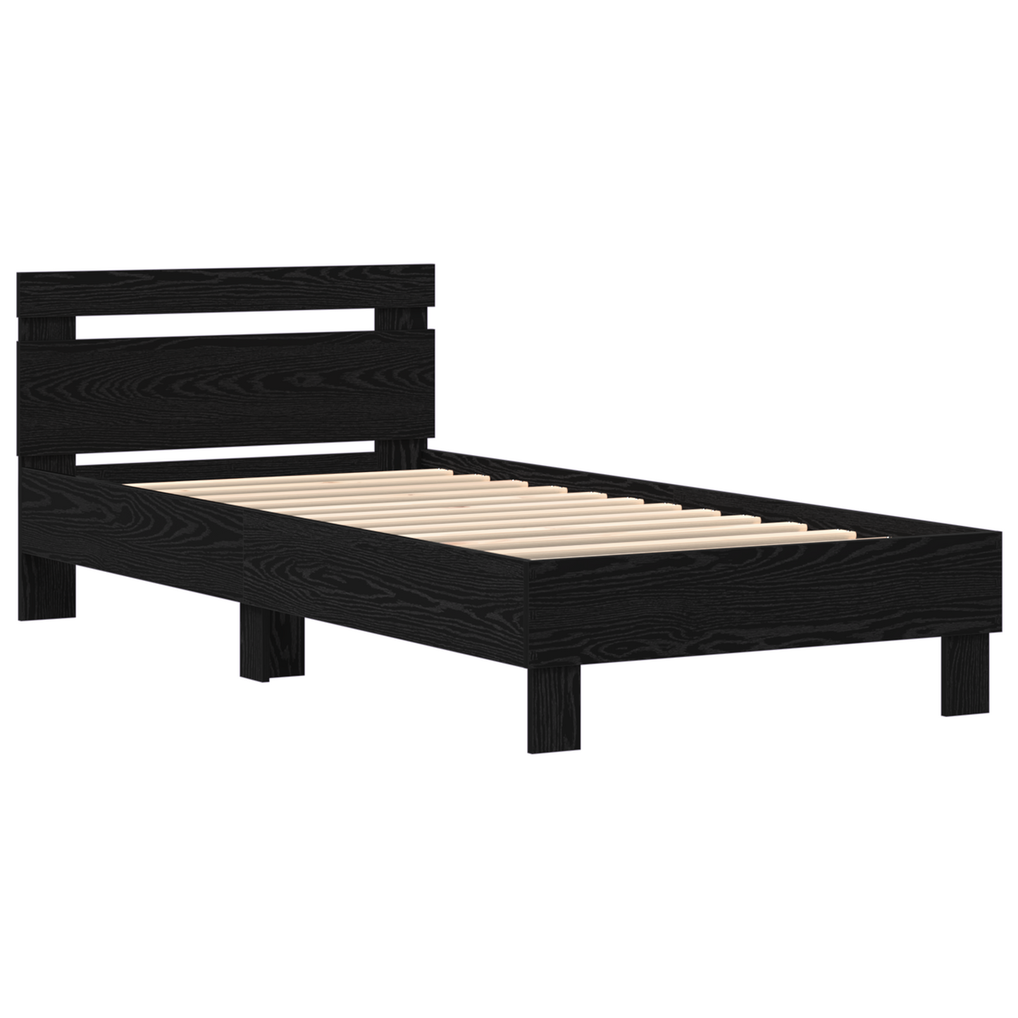Bed Frame Black oak 90 x 200 cm Engineered wood