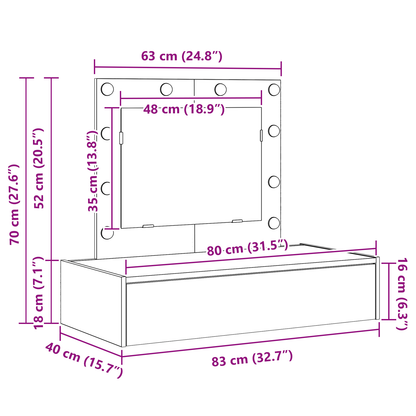 Dressing Table Black 83 x 40 x 70 cm Engineered wood