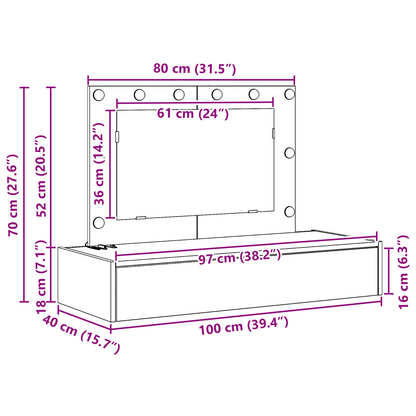Dressing Table Grey 100 x 40 x 70 cm Engineered wood