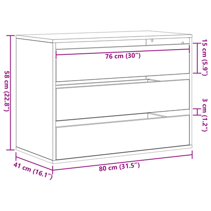 Drawer Cabinet Black 80 x 41 x 58 cm Engineered Wood