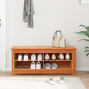 Shoe Bench with Shelf with Storage Wax brown Solid pine wood