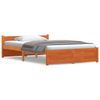 Bed Frame with Headboard Wax brown 120 x 200 cm Solid pine wood
